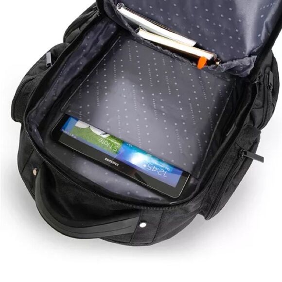 Perry Ellis Black 350 Laptop Backpack- Black travel bag, business bag $160 bag - Picture 9 of 16